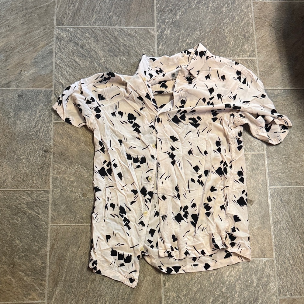 All Saints Beige and Black Men's Shirt